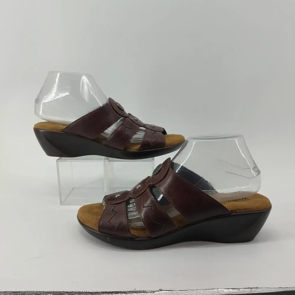 Walking Cradles Brown Leather Sandals Slides 9.5 - Picture 6 of 11